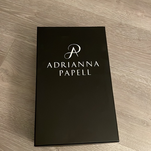 Excellent condition Adrianna Papel flirt open peep toe black chiffon pump - Picture 8 of 12